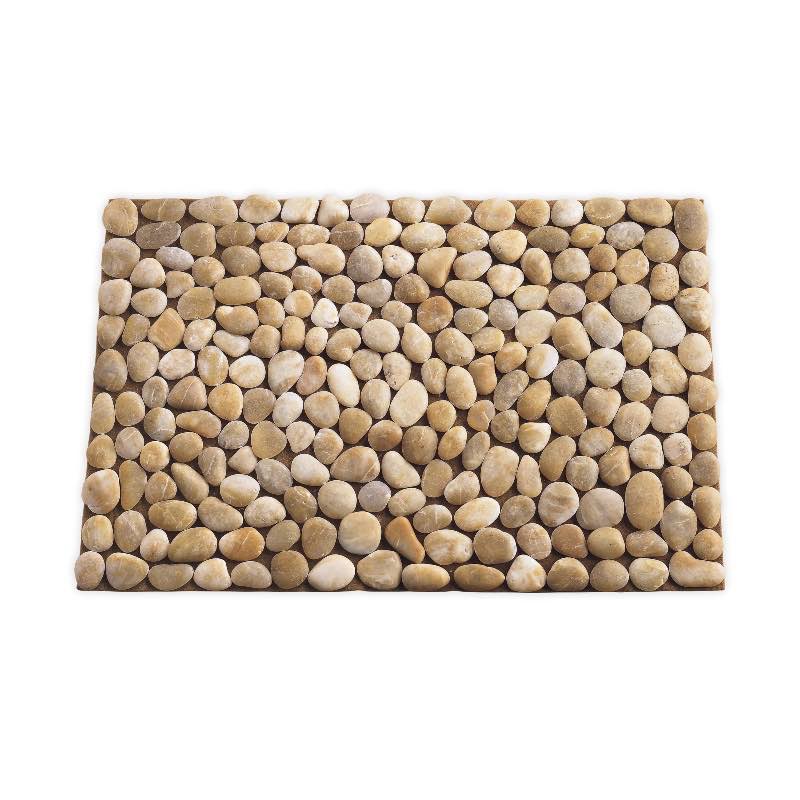 Smooth River Rock Stone Floor Mat, Indoor/ Outdoor - Ochre